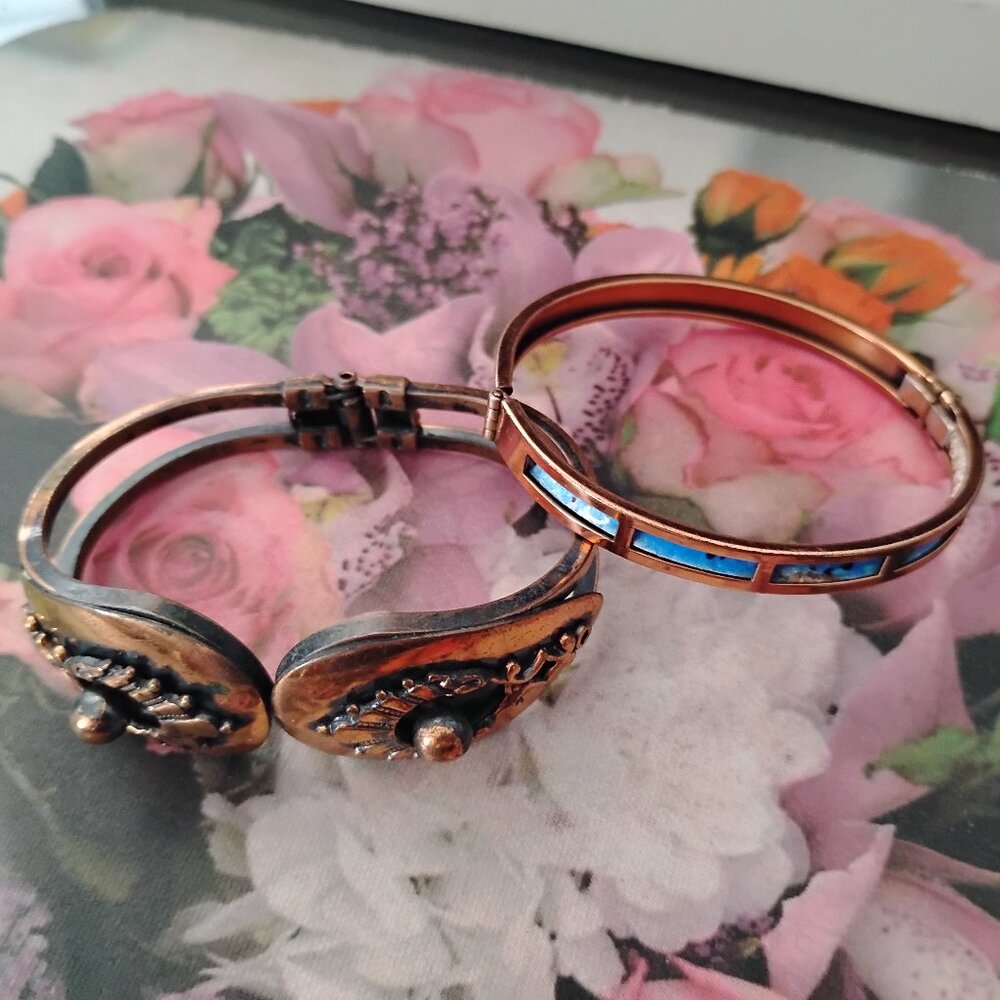 ❤️LOT 4 RENOIR BRACELET VINTAGE COPPER Modernist Art Deco CUFF  SIGNED